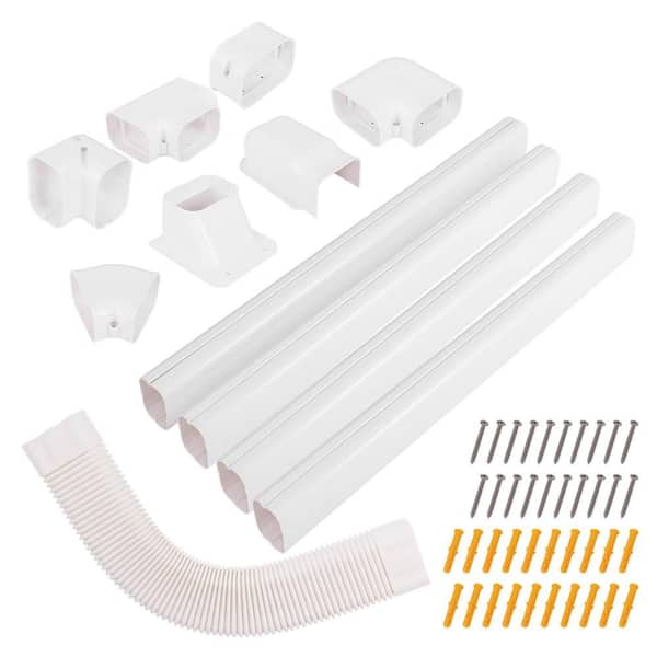 4 in. PVC Decorative Mini Split Line Set Cover with Flexible Duct and Straight Duct