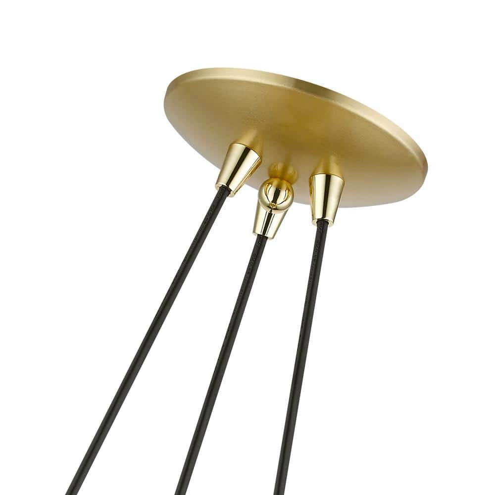 Soft Gold and Polished Brass 3-Light Cluster Pendant