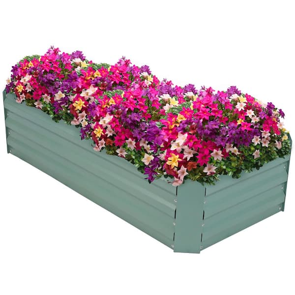 Sunnydaze 23 in. x 47 in. x 12 in. Galvanized Steel Rectangle-Shaped Raised Garden Bed Green
