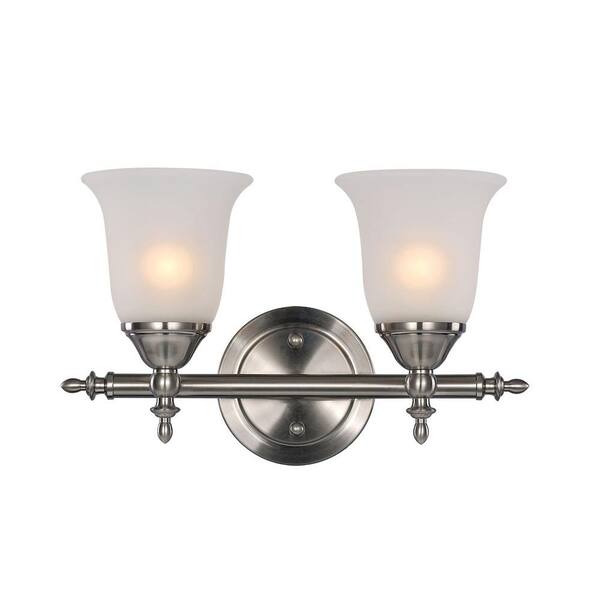 Bel Air Lighting 2-Light Brushed Nickel Bell Knob Double Wall Sconce