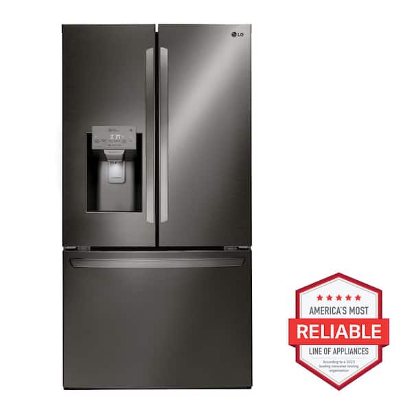 LG 22 cu. ft. French Door Smart Refrigerator w/Ice and Water Dispenser in PrintProof Black Stainless Steel, Counter Depth