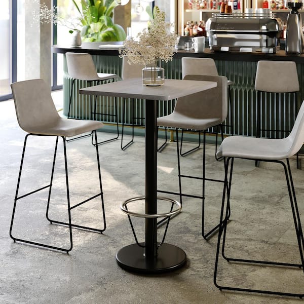 Stiles 24 in. x 30 in. Gray Rectangular Table Top with Black 22 x 22 "X" Style Bar Height Base with Footring