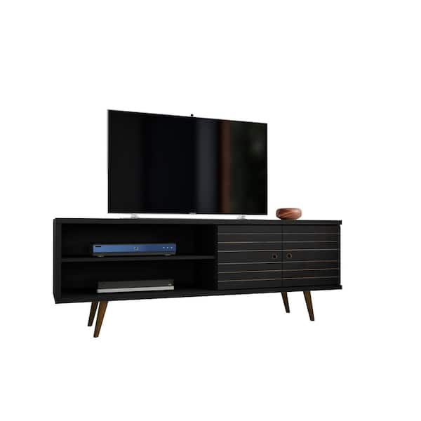 Liberty 62.99 in. Black TV Stand Fits TVs Up to 60 in. with Storage Doors, Shelves and Cable Management