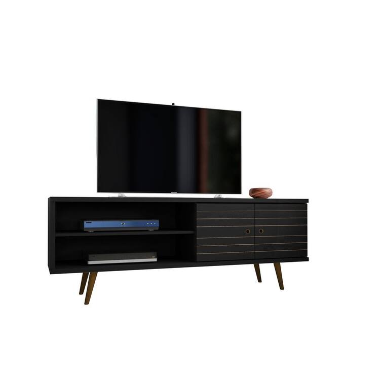 Liberty 2 Shelves and 2 Doors TV Stand for TVs up to 60&#34; Black - Manhattan Comfort