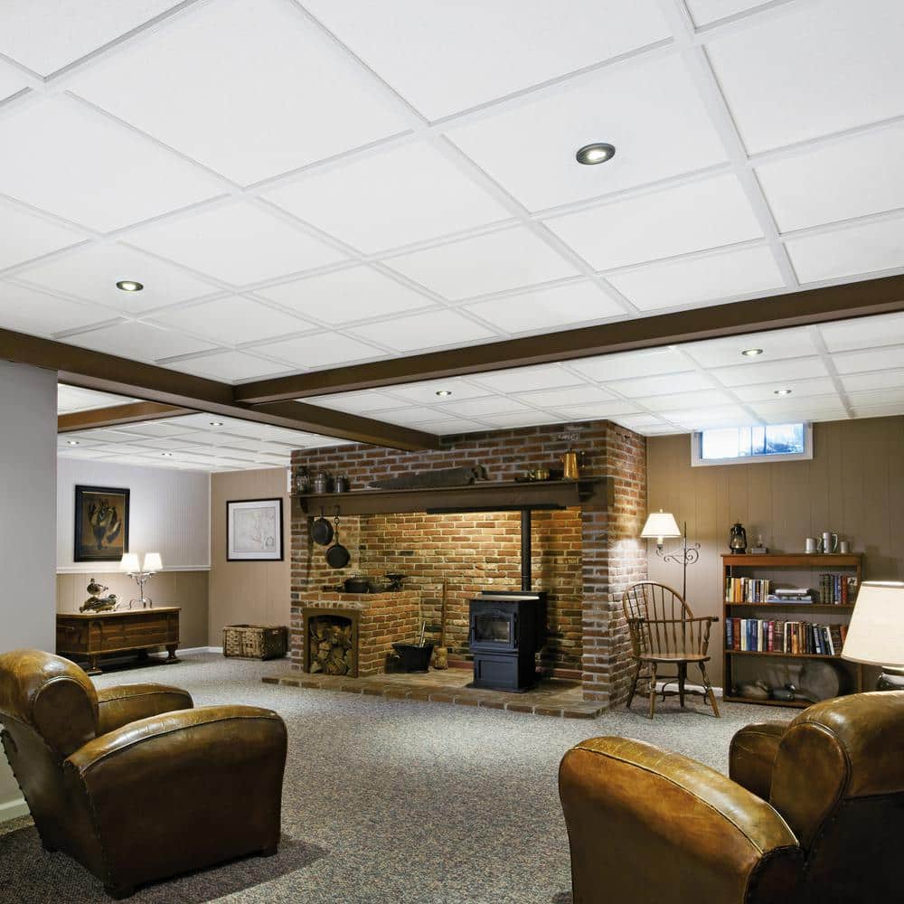 Sahara White Mineral Fiber Drop Ceiling Tile Set