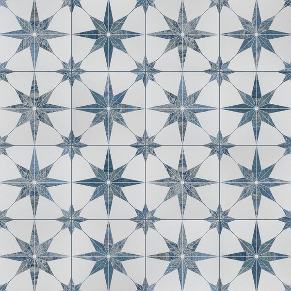 Merola Tile Cassis Stella Blue 9-3/4 in. x 9-3/4 in. Porcelain