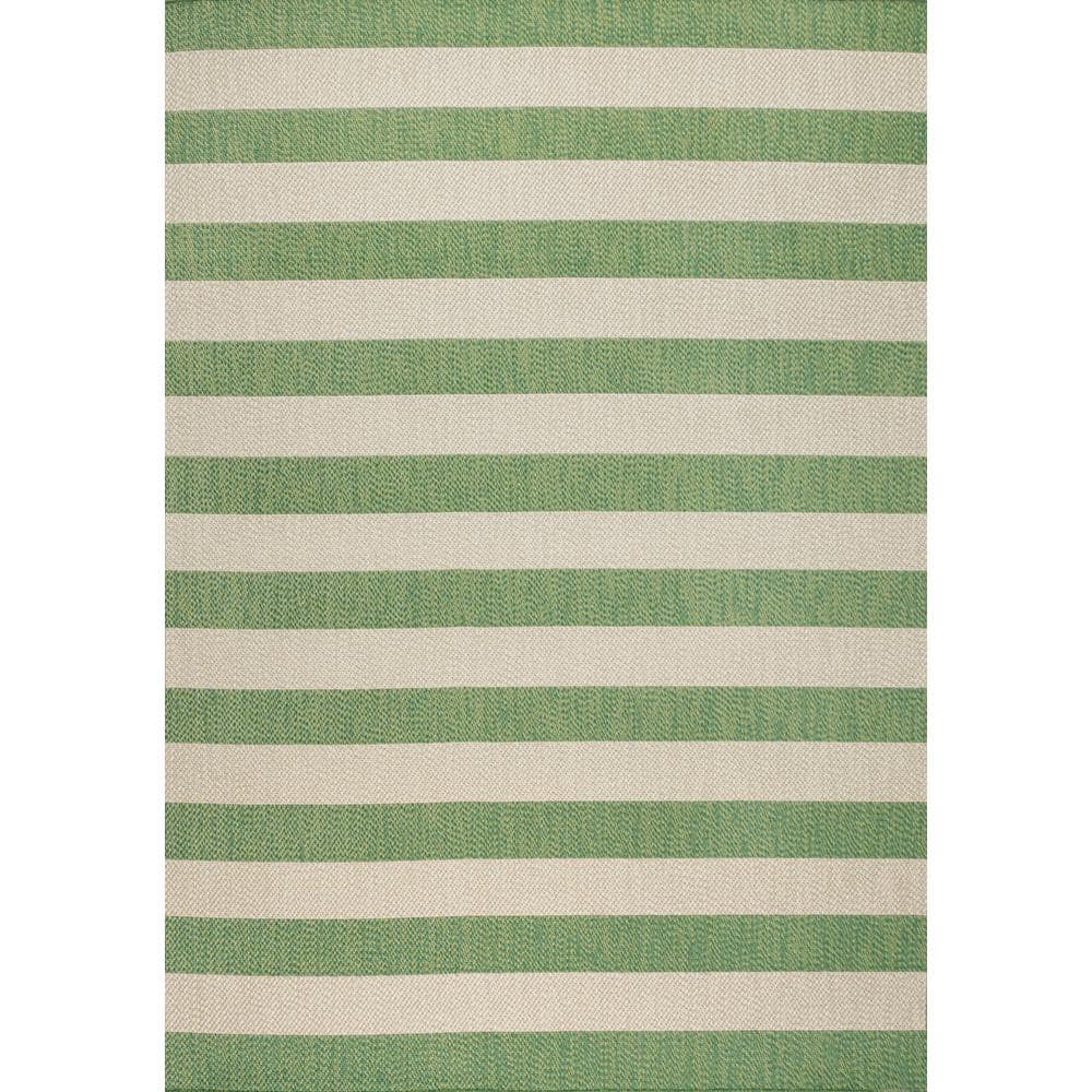Black and White Synthetic Stripe 4' x 6' Reversible Rug