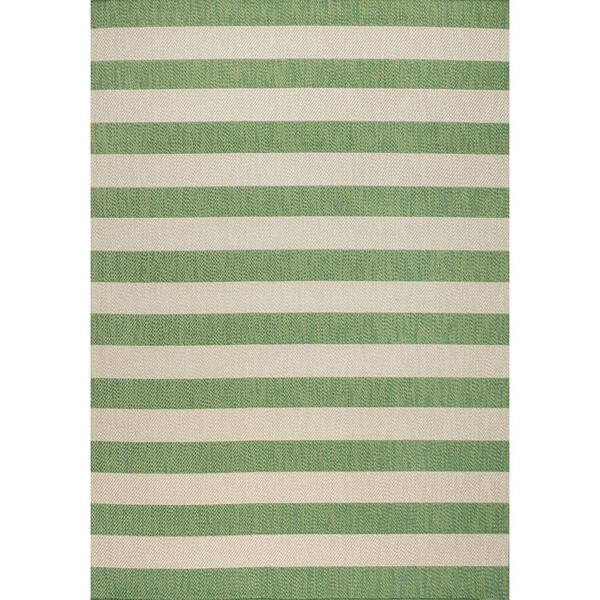Negril 2-Tone Wide Stripe Green/Cream 5 ft. x 8 ft. Indoor/Outdoor Area Rug