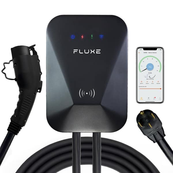 FLUXE Level 2 Electric Vehicle (EV) Car Charger with Wifi, 40Amp 240V, 14-50 Plug, Listed, Energy Star Certified FX-EV-002-BLK - The Home Depot