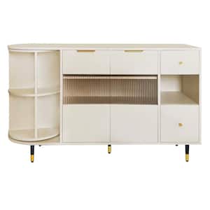 51.1 in. W x 15.7 in. D x 31.5 in. H Beige Linen Cabinet With 2-Doors and 2-Drawers
