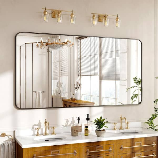 Morden Black 30 in. W x 60 in. H Rectangle Aluminum Alloy Frame Vanity Wall Mirror