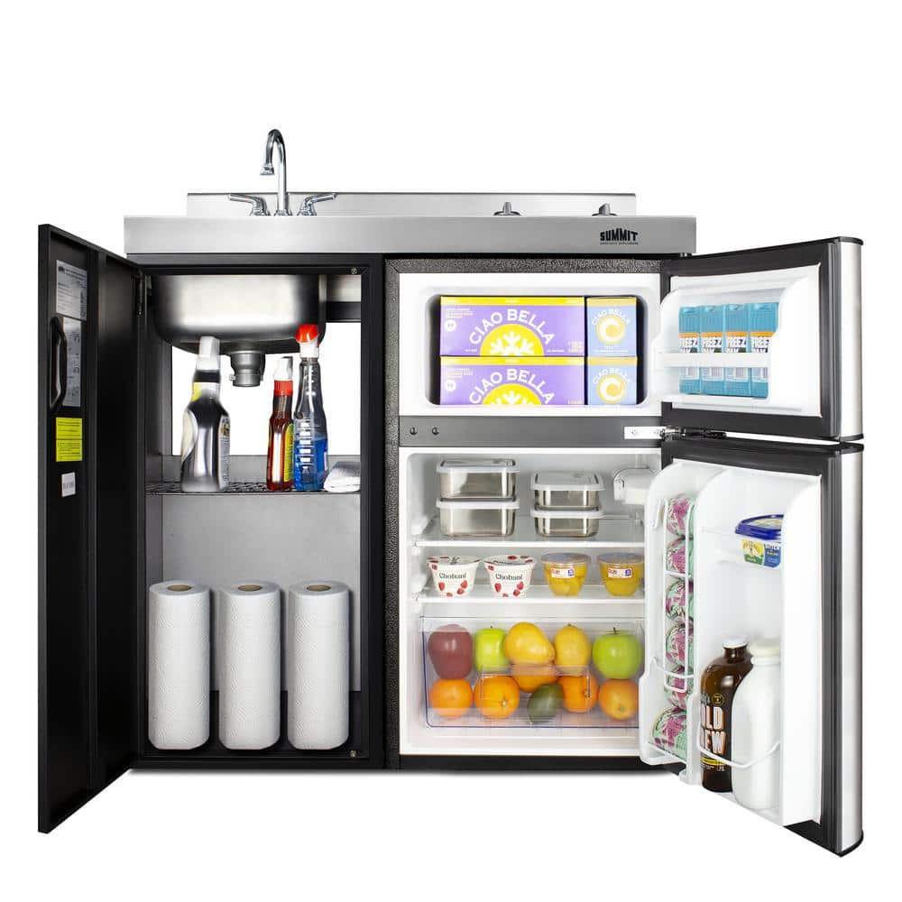 36" Black and Gray All-in-One Kitchenette with Smooth-Top Cooktop and Refrigerator