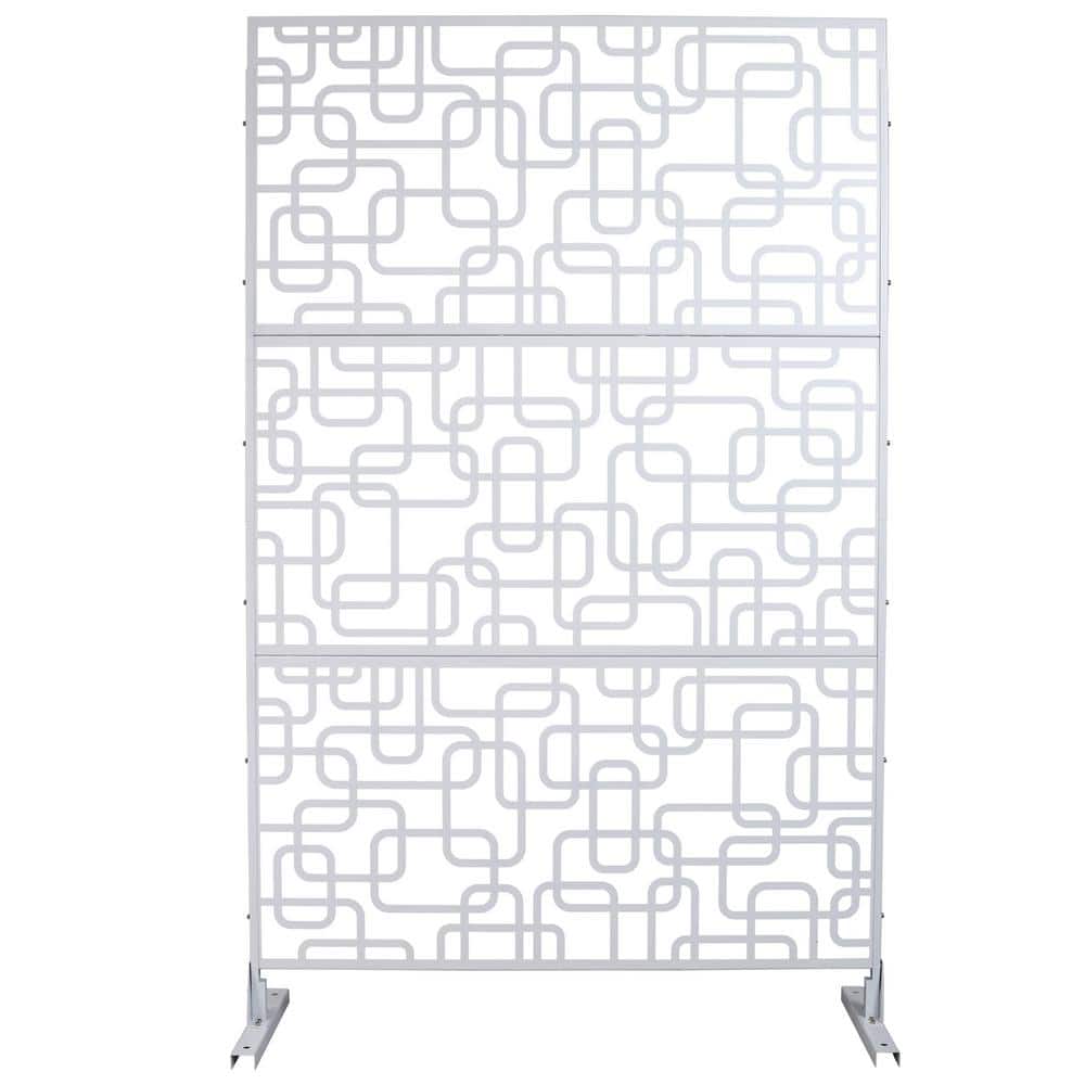 "48"" W x 76"" H White Steel Freestanding Privacy Fence Screen for Garden Fence" price history on PriceWatchPro