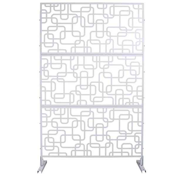 48" W x 76" H White Steel Freestanding Privacy Fence Screen for Garden Fence