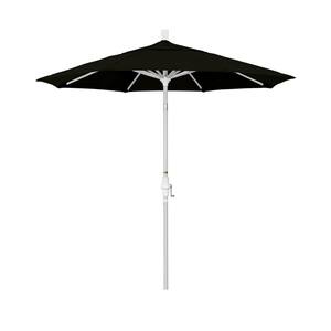 7.5 ft. Matted White Aluminum Market Patio Umbrella Collar Tilt Crank Lift in Black Pacifica