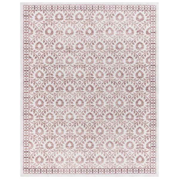 Gertmenian Crystal Print Esme Ivory/Tan 6 ft. x 9 ft. Floral Digitally Printed Polyester Area Rug