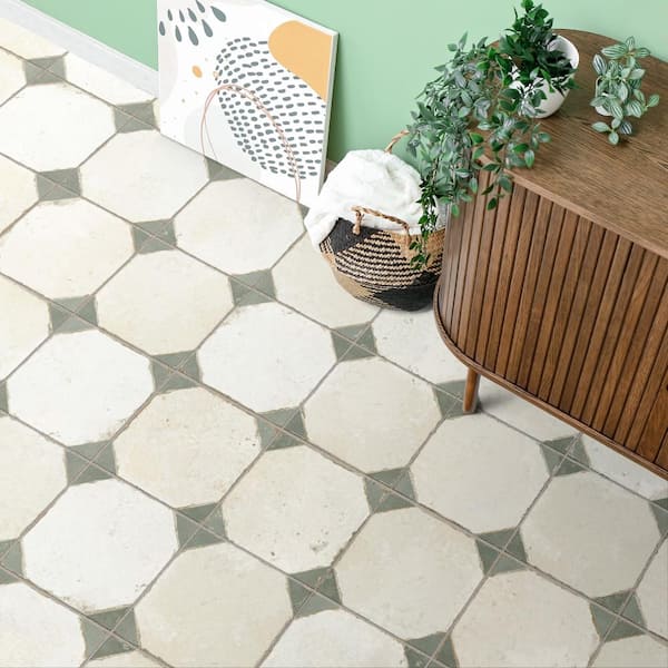 Kings Yard Sage 9 in. x 9 in. Ceramic Floor and Wall Take Home Tile Sample