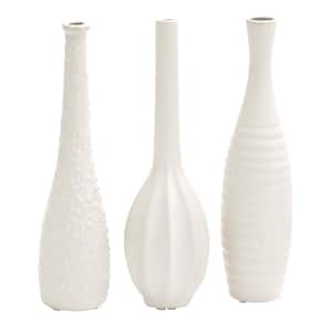 White Stoneware Modern Decorative Vase (Set of 3)
