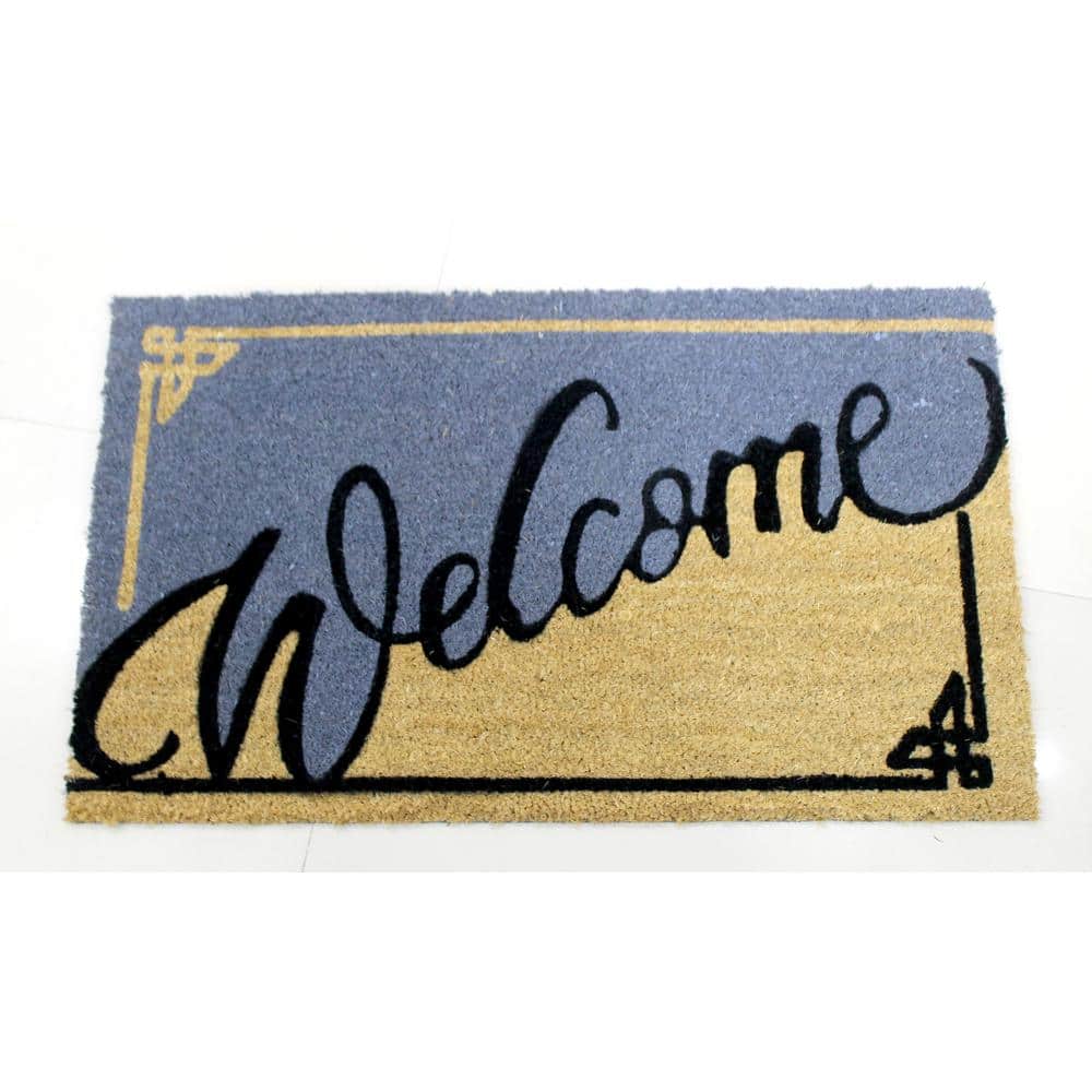 Welcome Multi 18 in. W x 30 in. L  Coir Non-Slip Indoor Outdoor Door Mat