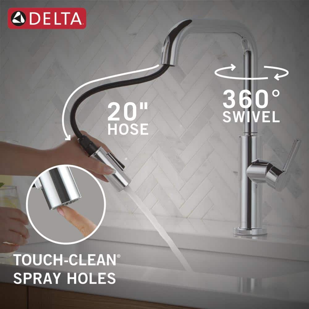 Chrome Single Handle Pull-Down Kitchen Faucet with Magnetic Docking