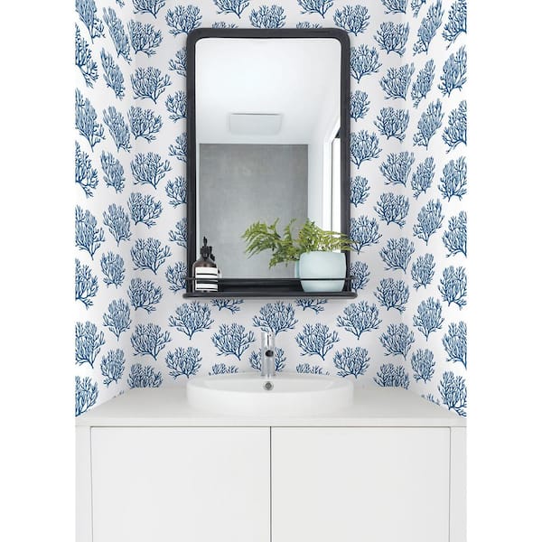 Marine Blue Coastal Coral Reef Peel and Stick Wallpaper (Covers 30.75 sq. ft.)