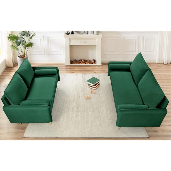 US Pride Furniture Villeda 2-piece Greenish Yellow Velvet Living