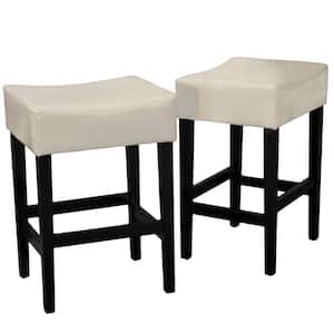 Lopez 26.75 in. Ivory Cushioned Counter stool (Set of 2)