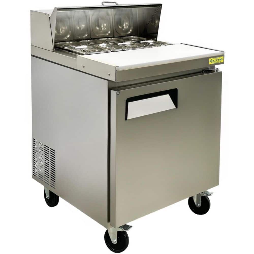 28 in. 7.2 cu. ft. 1-Door Commercial Food Prep Table Refrigerator with Mega Top EAS27R in Stainless Steel
