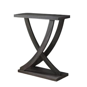 45 in. Distressed Gray Standard Rectangle Composite Console Table with Curved Cross Legs