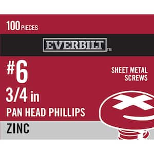 #6 x 3/4 in. Phillips Pan Head Zinc Plated Sheet Metal Screw (100-Pack)