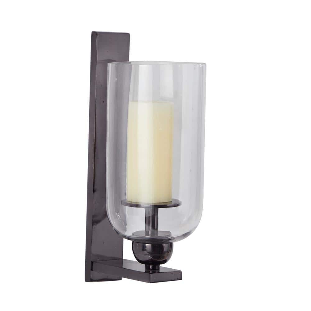 Litton Lane Black Aluminum Single Candle Wall Sconce 042523 - The
