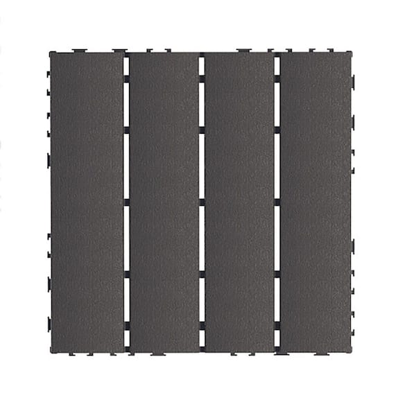 1 ft. x 1 ft. Quick Deck PVC Plastic Interlocking Deck Tile in Dark Gray (44 sq. ft. per Box)