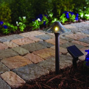 Solar Oil Rubbed Bronze Outdoor Integrated LED Mushroom Landscape Path Light with Remote Solar Panel (2-Pack)