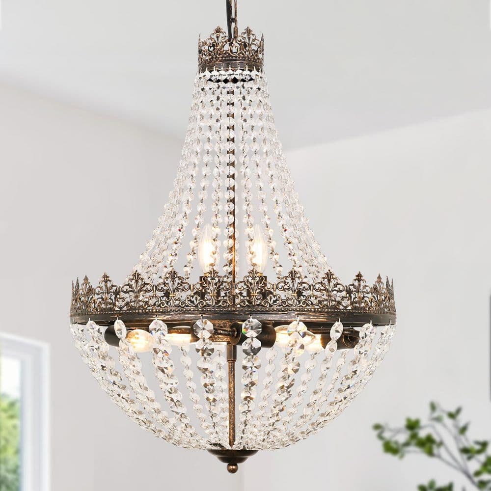 chandelier シェルフ Nordic Hygge Crystal 18.5 in. Antique French 6-Light Bedroom