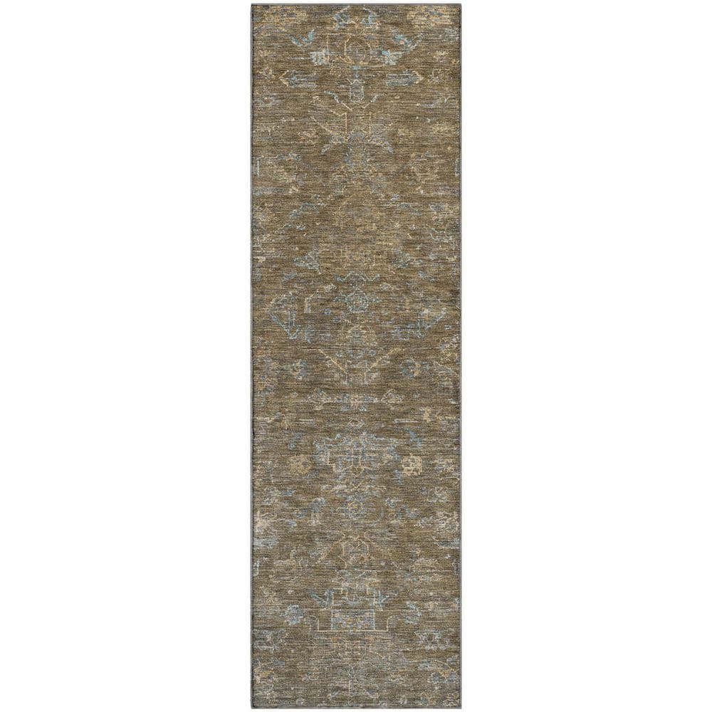 Mayfield Premium Machine Washable Abstract AMF2322 Brown 2 ft. x 7 ft. Runner Rug price history on PriceWatchPro