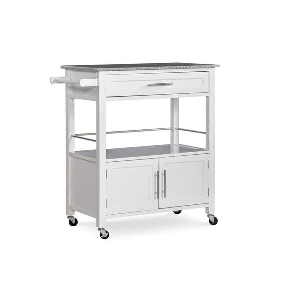 Linon Home Decor Caitlin White Kitchen Cart With Granite Top And Storage Thd03301 - Linon Home Decor Kitchen Cart Instructions