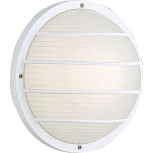 Bulkheads Collection 1-Light White Ribbed Polycarbonate Modern Outdoor 10" Wall Or Ceiling Mounted Fixture