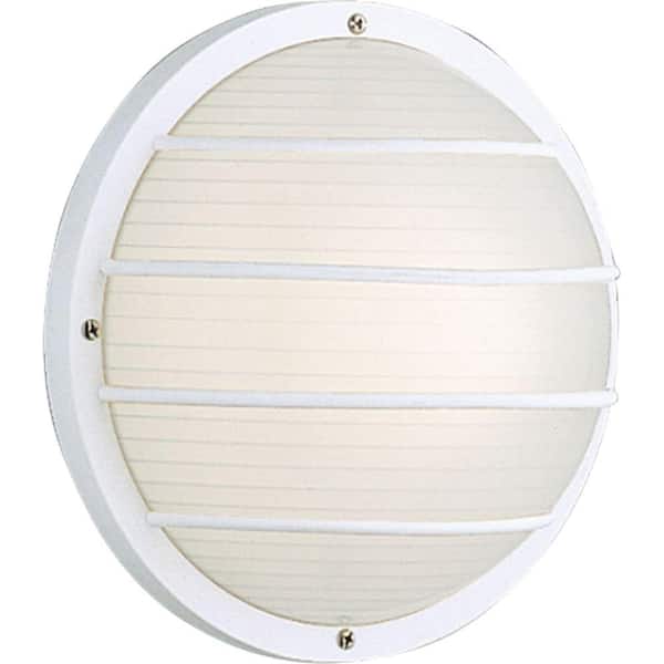 Bulkheads Collection 1-Light White Ribbed Polycarbonate Modern Outdoor 10" Wall Or Ceiling Mounted Fixture