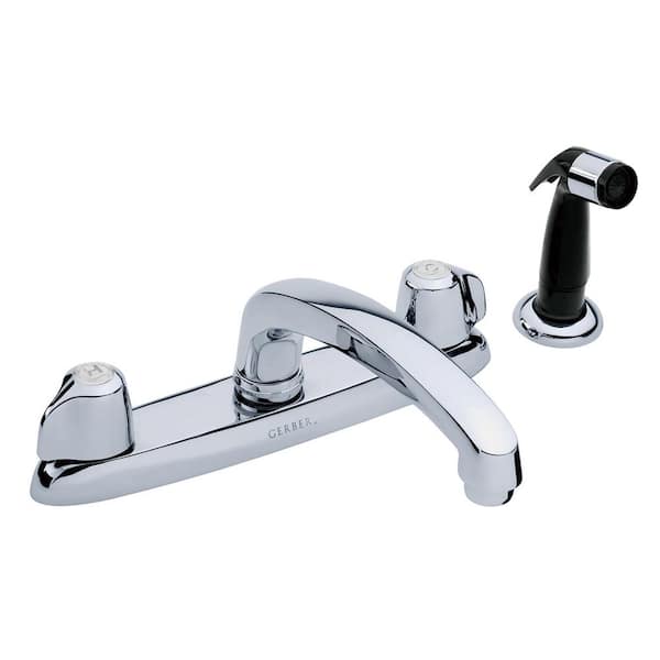 Classics 2-Handle Deck Mount Standard Kitchen Faucet with Side Spray in Chrome