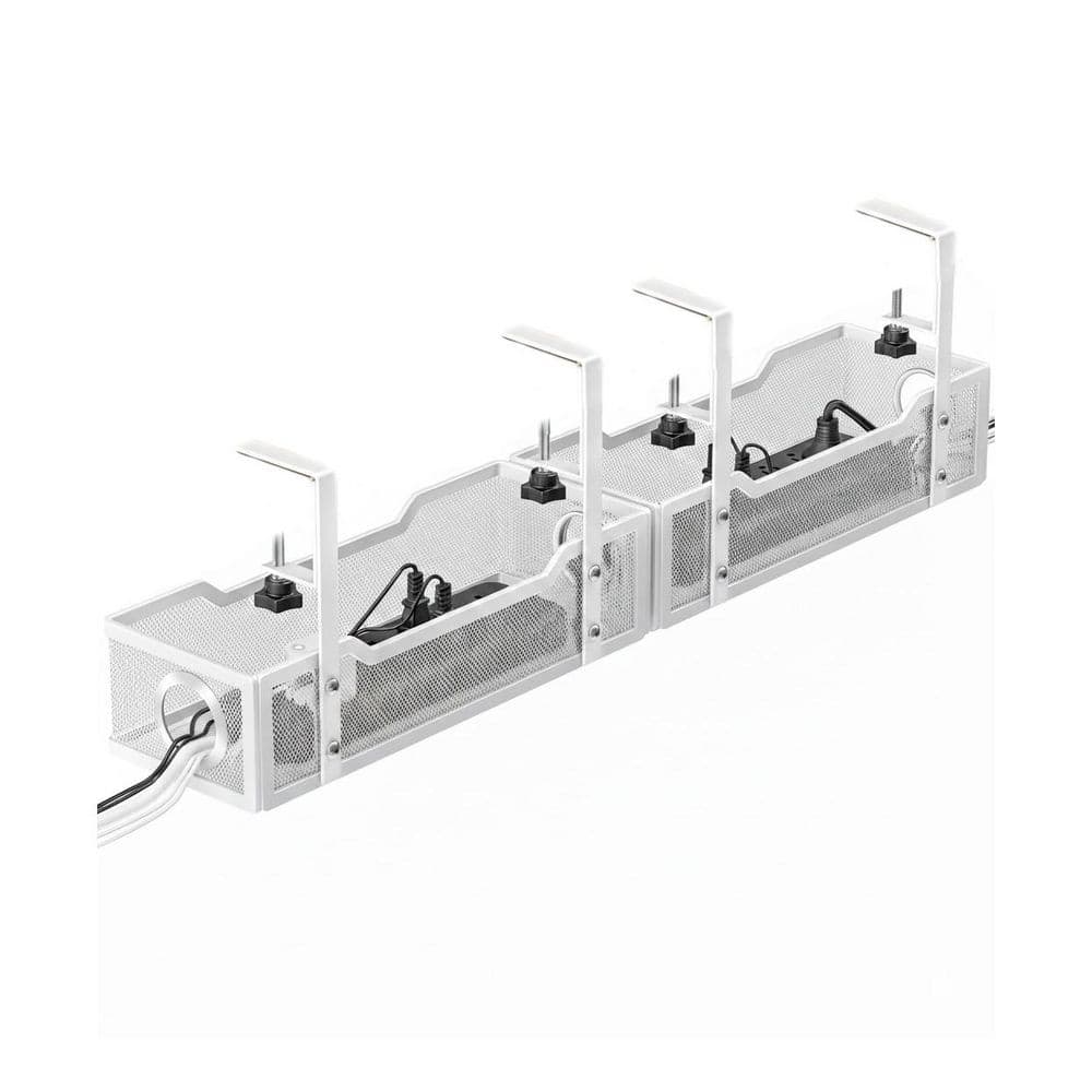 Heavy-Duty Under Desk Cable Management Tray White 2 Pack Clamp Mount Wire Organizer for Standing Desk Office price history on PriceWatchPro