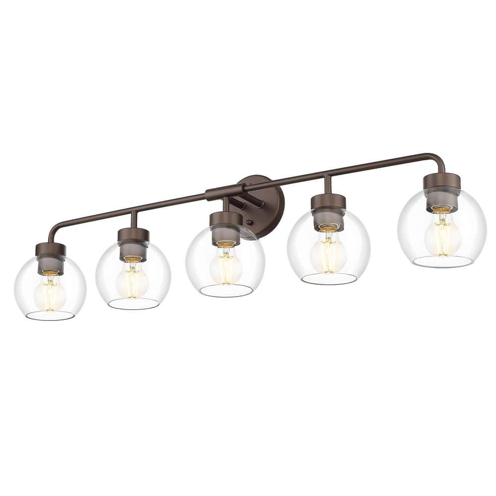 38.5 in. 5 Light Oil Rubbed Bronze Vanity Light with Clear Glass Shade price history on PriceWatchPro