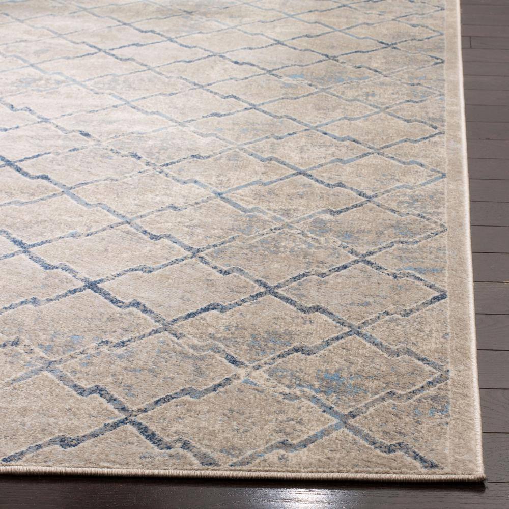 Gray and Blue 8' x 10' Synthetic Rectangular Area Rug
