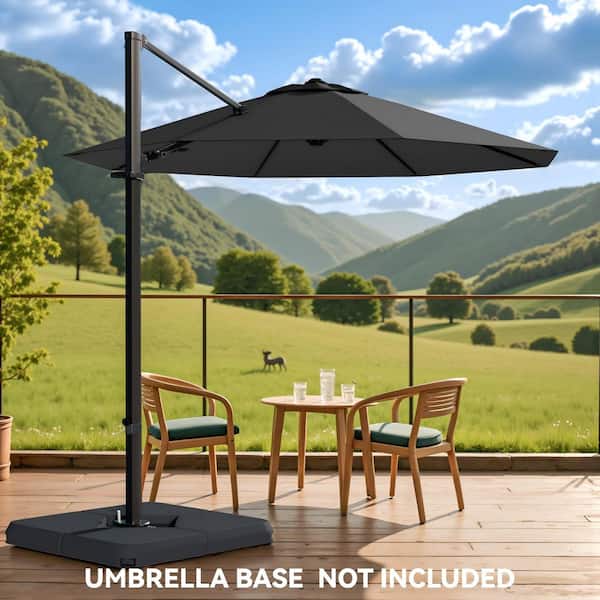 10 ft. Market Cantilever Outdoor Patio Umbrella with 360° Rotation in Black