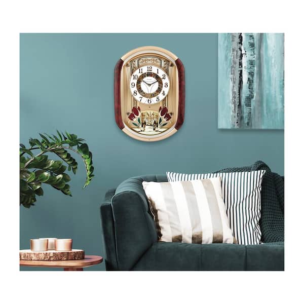 Bulova 24.25 in. H x 11.25 in. W Pendulum Chime Wall Clock C4419 - The Home  Depot