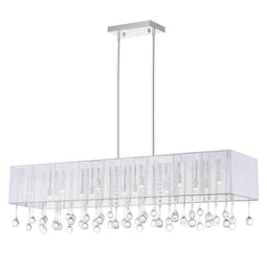 Water Drop 17 Light Drum Shade Chandelier With Chrome Finish