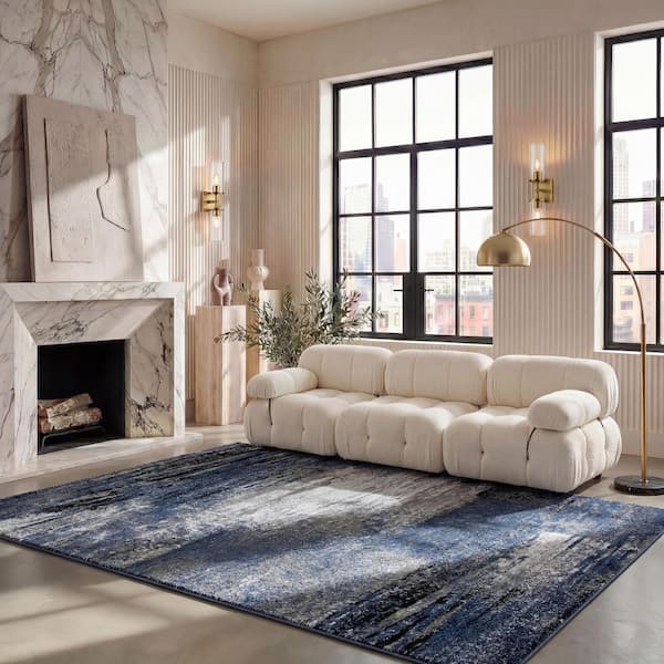 Adirondack 8 ft. x 10 ft. Gray/Blue Abstract Area Rug