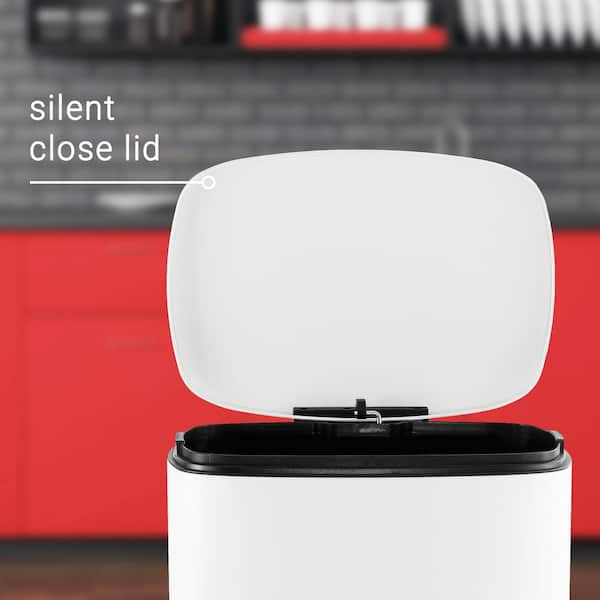 happimess Connor 13 Gal. White Rectangular Trash Can with