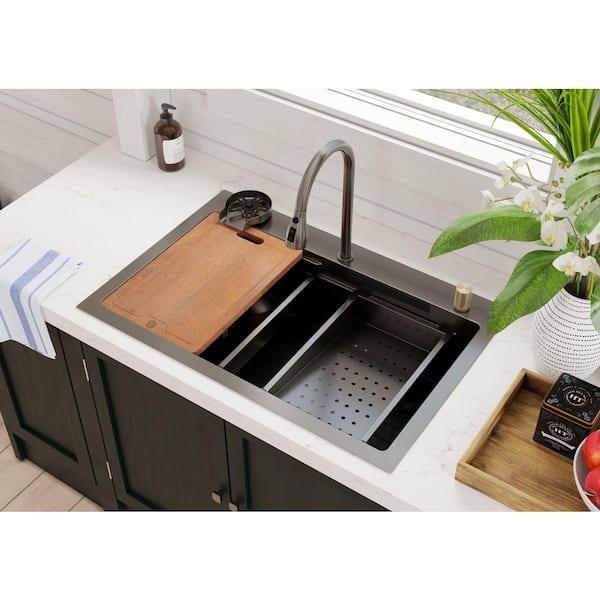 S STRICTLY KITCHEN + BATH All-In-One 33 in. Drop-In Single Bowl 16
