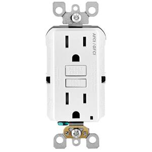 15 Amp 125-Volt Self-Test SmartlockPro Tamper Resistant AFCI/GFCI Dual Function Duplex Outlet, White (10-Pack)