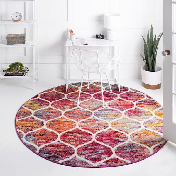 Trellis Frieze Rounded Multi 10 ft. x 10 ft. Area Rug